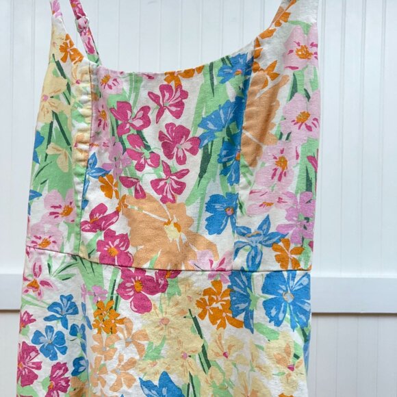 Old Navy Floral Fit & Flare Mini Sundress Women's Linen Blend Pastel Summer Med - Picture 5 of 14